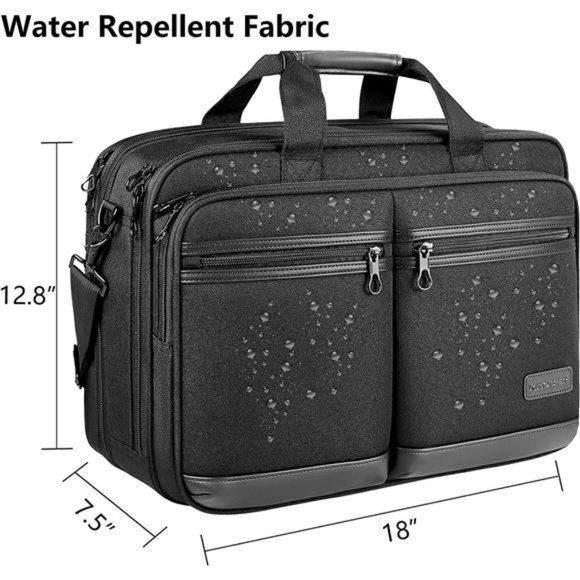 KROSER Laptop Bag 17.3'' Water-Repellent with RFID Pockets For Men, Women -Black - Picture 2 of 6